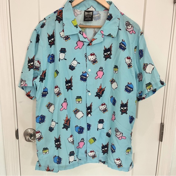 Men's My Hero Academia/ Hello Kitty & friends  Button-Down Shirt Sz L - Picture 1 of 6